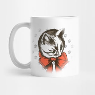 kitten wth red bow sketch Mug